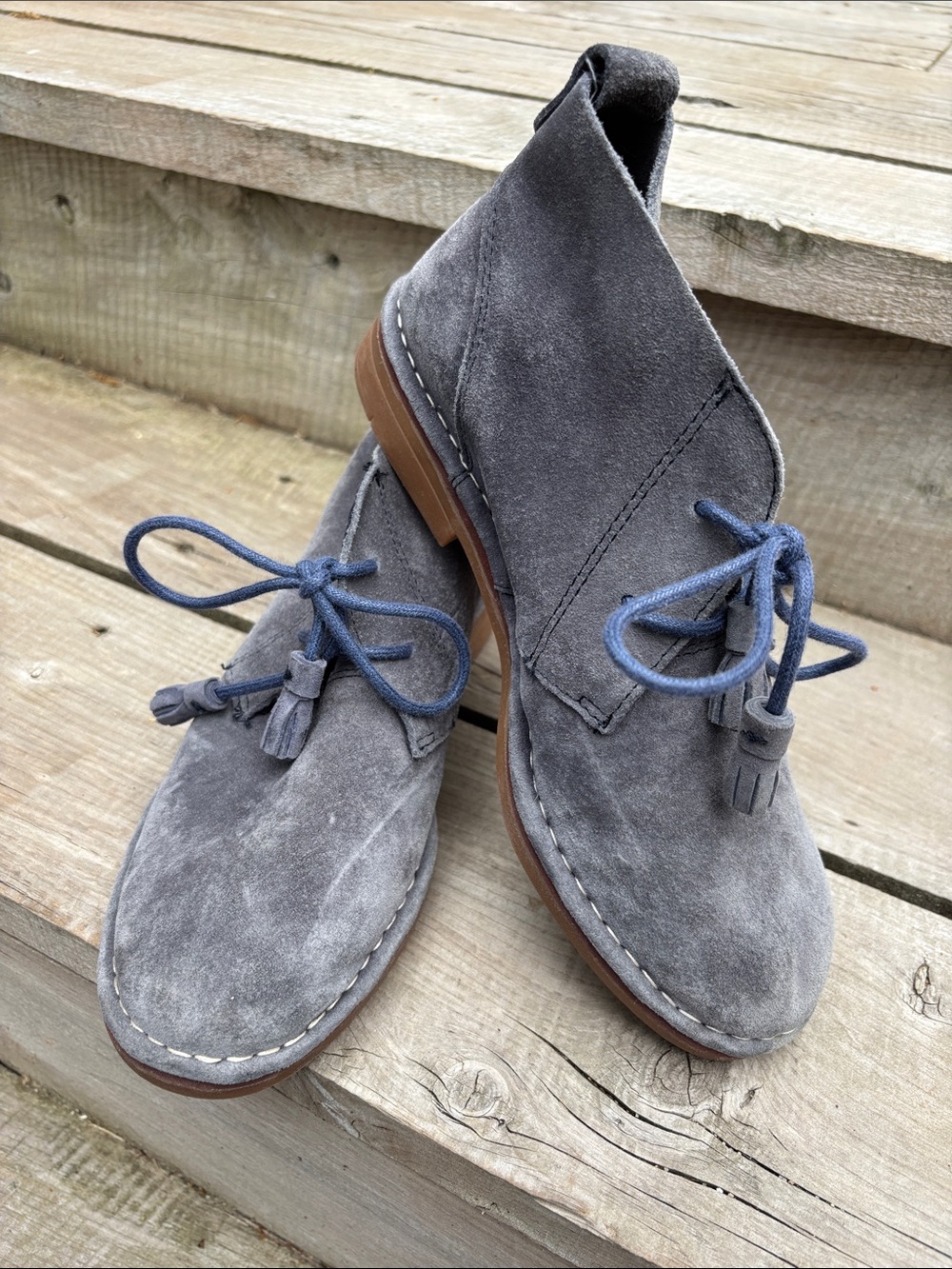 Hush Puppies Cyra Catelyn Smoke Gray Suede Lace Up Ankle Boots 6.5 - Picture 9 of 11